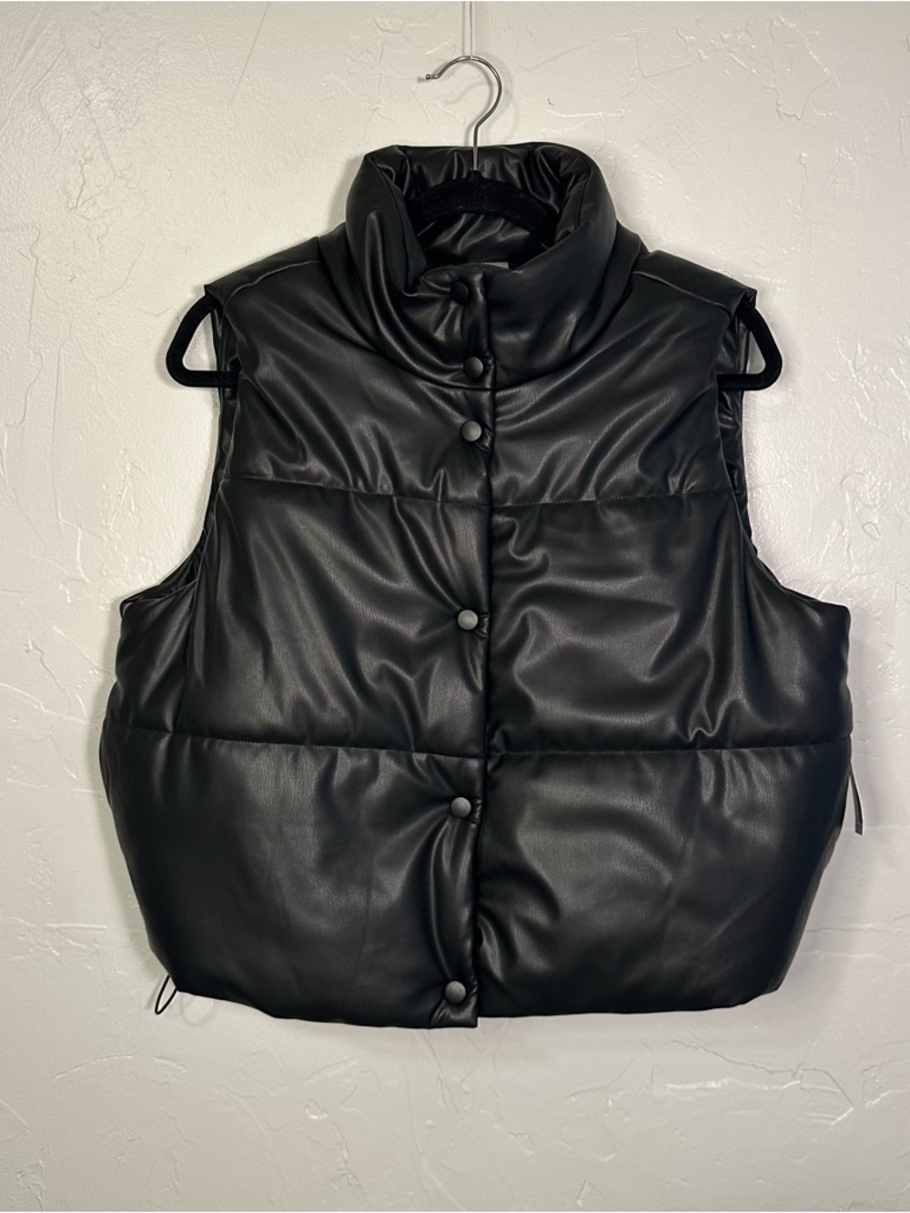 No Boundaries Faux Leather Puffed Vest
